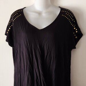 Chaus top sz L black gold tone studs GUC